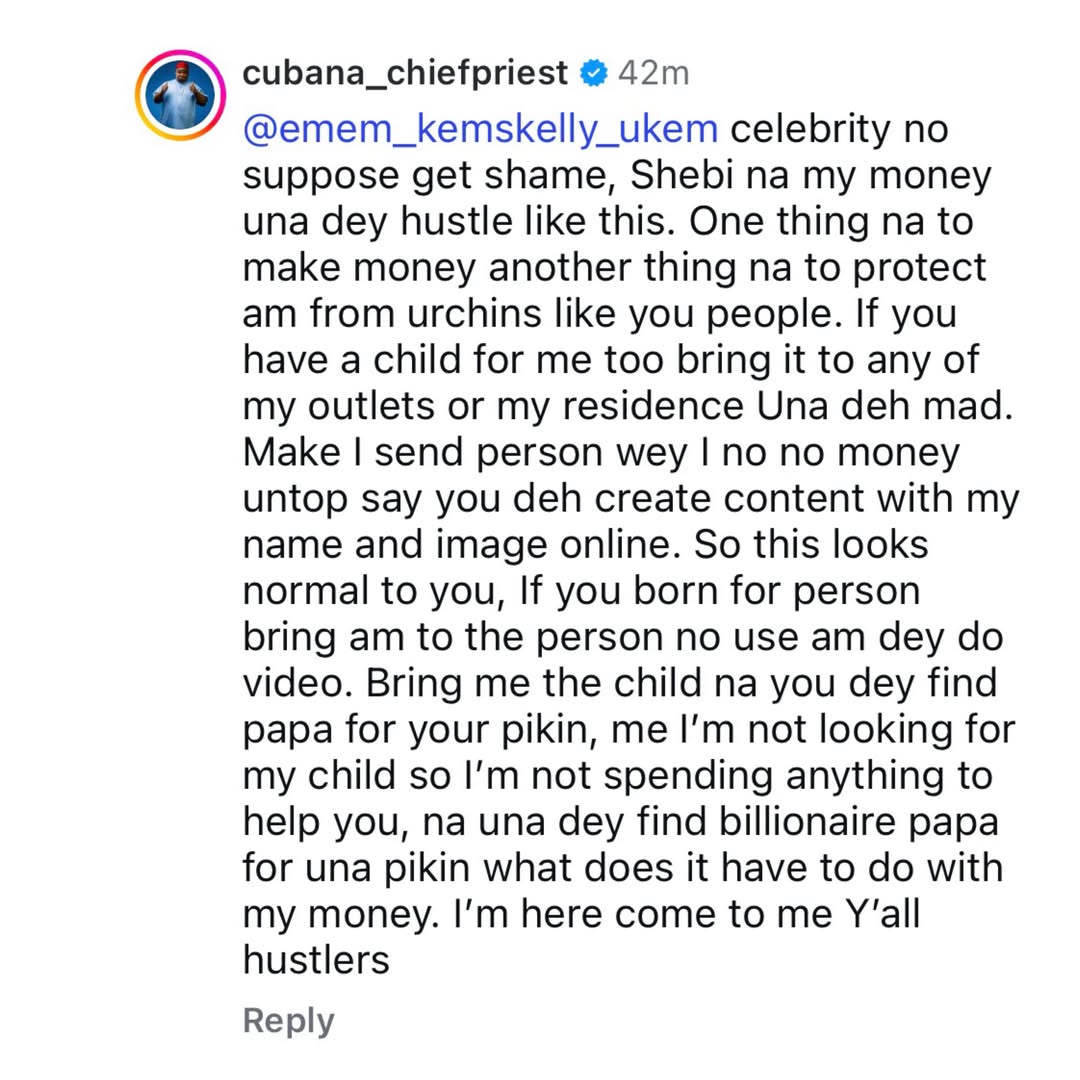 Socialite Cubana Chiefpriest responds after Arise TV ran a story about his paternity dispute w 1