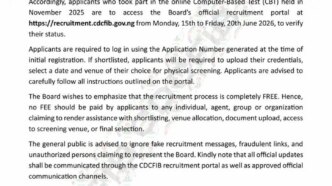 cdcfib announces physical screening document verification for recruitment applicants