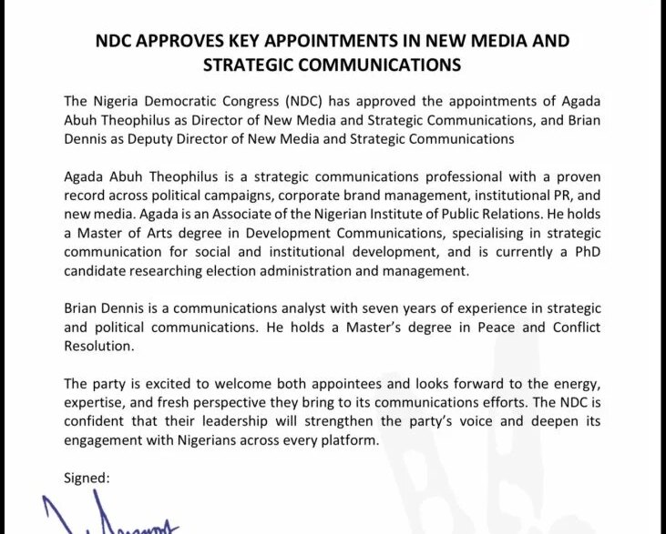 ndc approves key appointments amid growing crisis