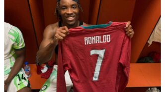 super eagles player gets ronaldos shirt after 2 1 defeat to portugal revealed