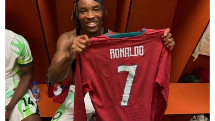 super eagles player gets ronaldos shirt after 2 1 defeat to portugal revealed