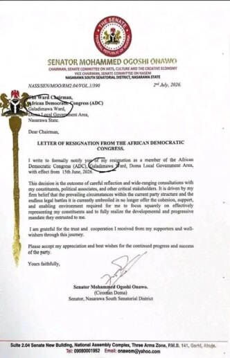 senator ogoshi onawo dumps adc over alleged internal crisis endless legal battles