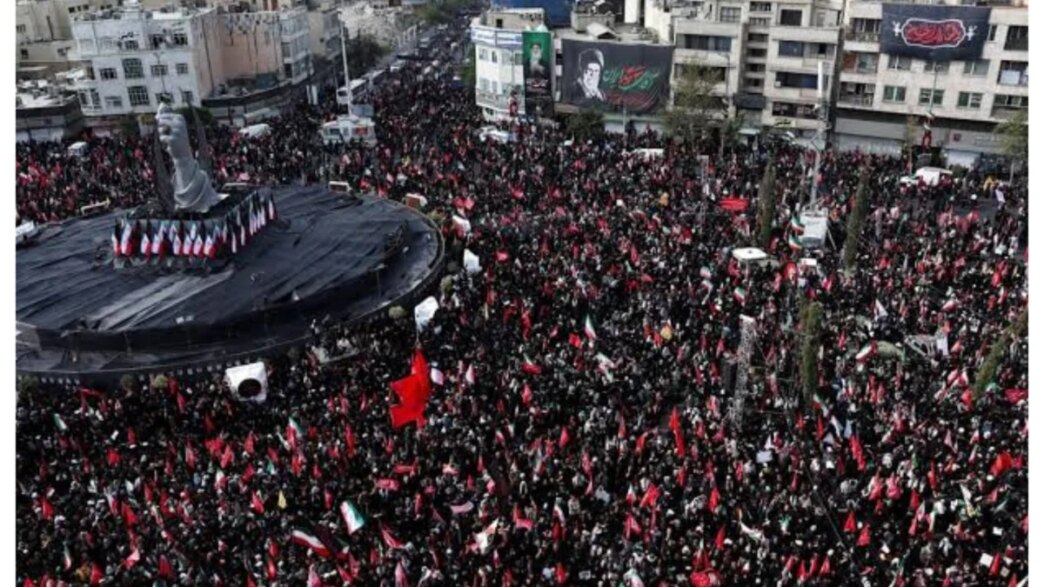 we want revenge mourners say as khameneis funeral procession moves through tehran