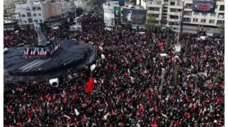 we want revenge mourners say as khameneis funeral procession moves through tehran