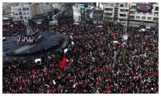 we want revenge mourners say as khameneis funeral procession moves through tehran