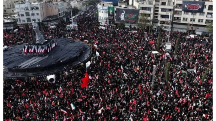we want revenge mourners say as khameneis funeral procession moves through tehran